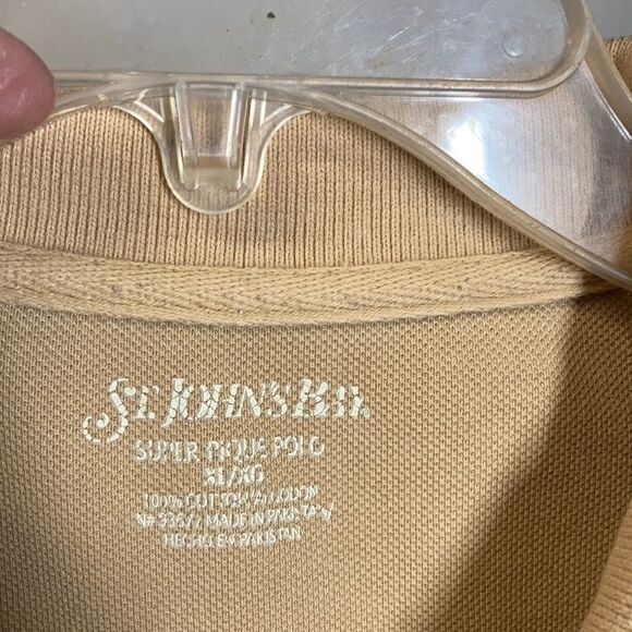 Men’s St. John’s Bay XL/XG, tan Polo Shirt Striped Pattern Relaxed - Picture 6 of 7
